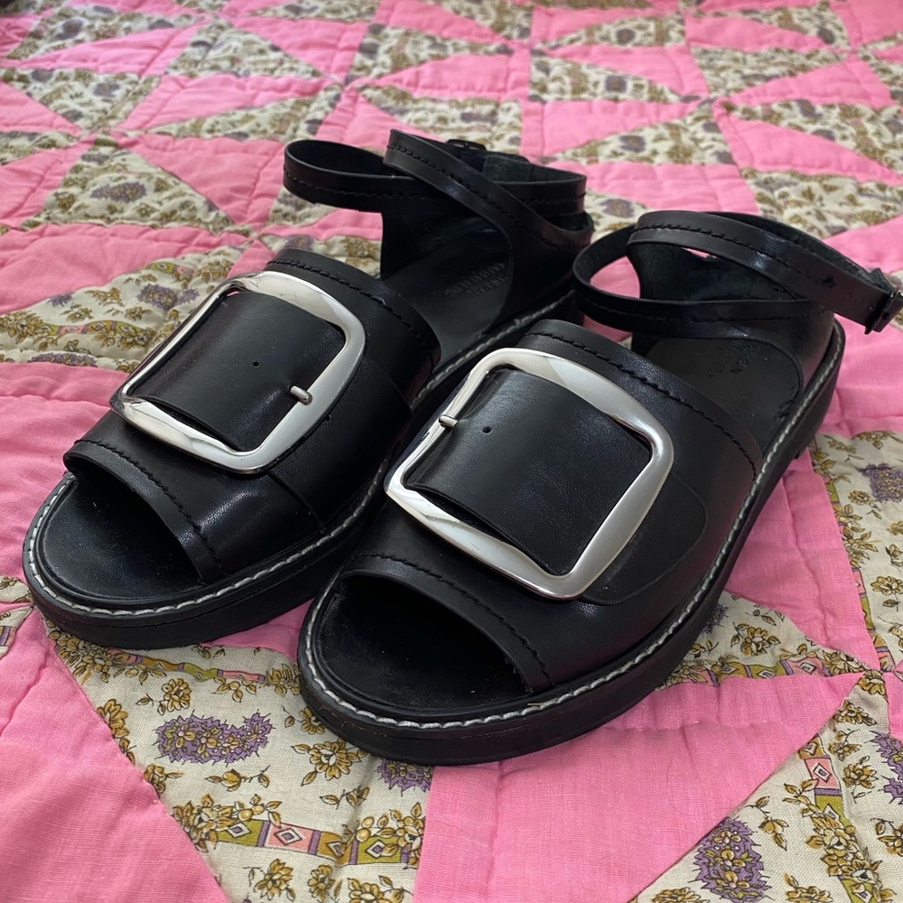 Urban Outfitters Marion Black Buckle Ankle Wrap Sandals Size 7
